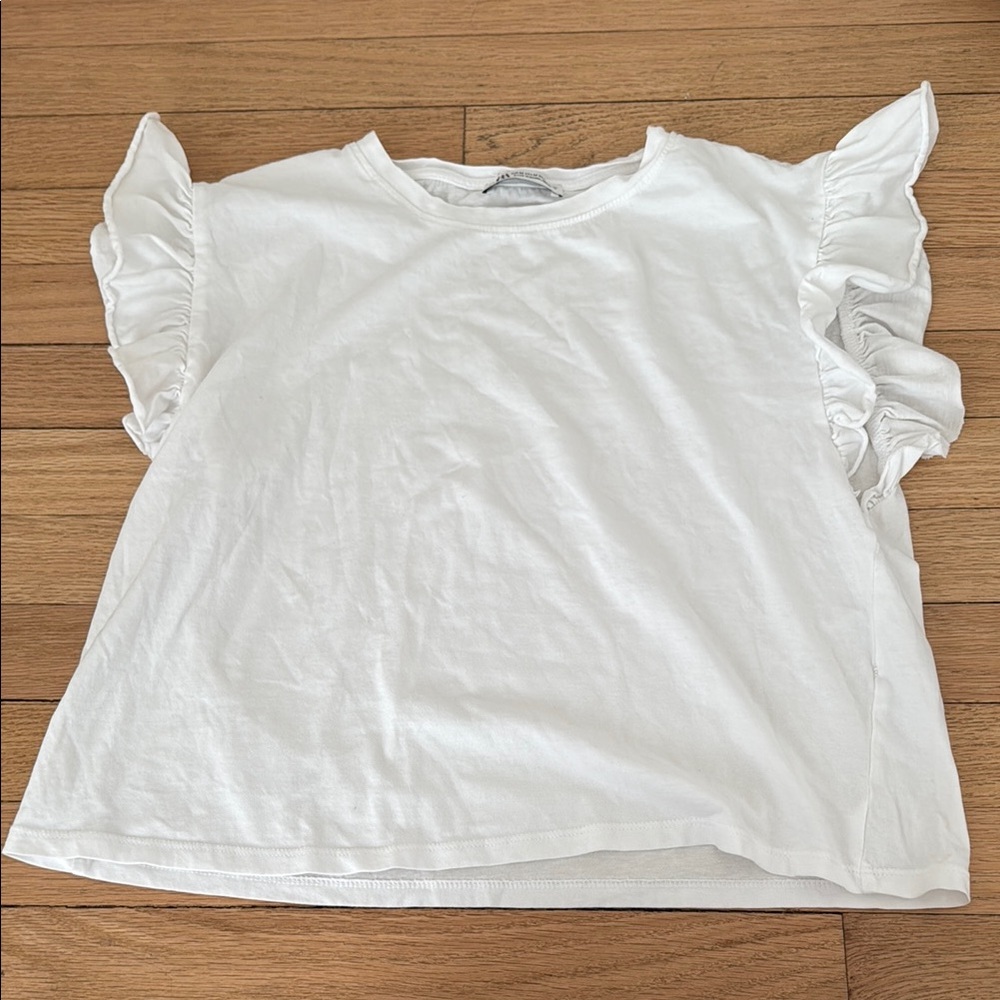 White Ruffle Sleeve Top